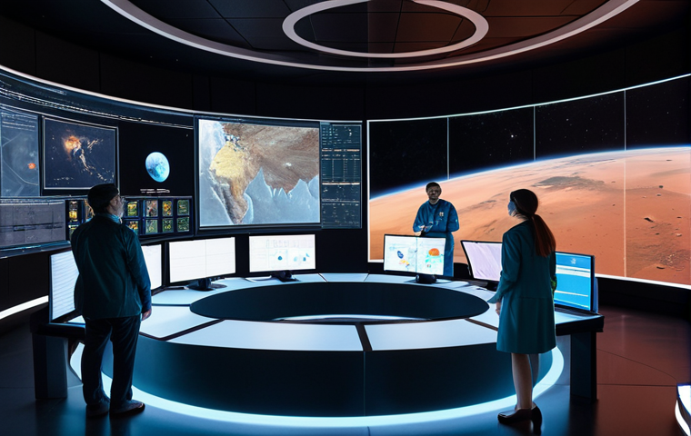 **

"A diverse group of scientists and engineers, fully clothed in professional attire, collaborating around a holographic projection of Mars. The scene is a modern mission control center, displaying real-time data feeds and visualizations. Safe for work, appropriate content, family-friendly, perfect anatomy, natural proportions, high-quality rendering, emphasizing teamwork and discovery."

**