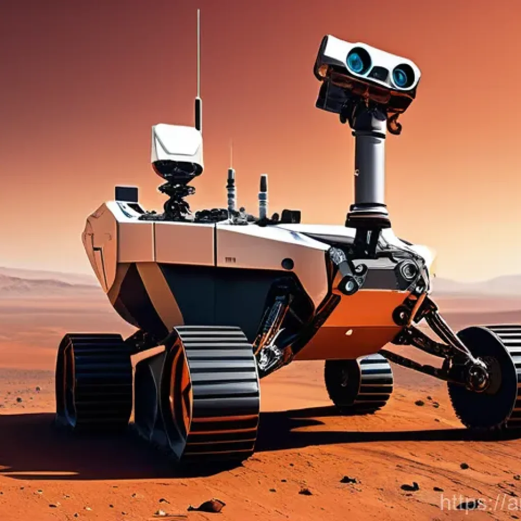 화성 탐사 로버의 자율 주행 기술 - **Prompt 1: Futuristic Mars Rover Navigating a Rugged Landscape**
    "A highly detailed, state-of-t...