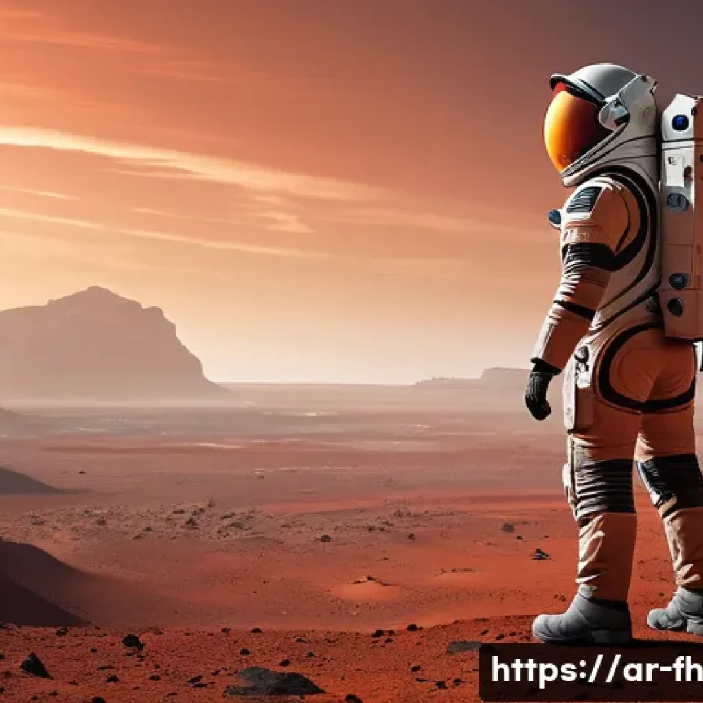 화성 탐사에서의 물리적 환경 연구 - A lone astronaut confronting the Martian elements.**
"A highly detailed, realistic image of a solita...