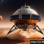 Home 22 화성 탐사에 적합한 엔진 기술 - A highly detailed illustration of a futuristic Mars exploration spacecraft using a hybrid propulsion...